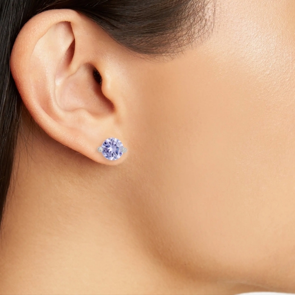 Kate Spade Lavender Cubic Zirconia Round Stud Earrings, NWT - Picture 2 of 3